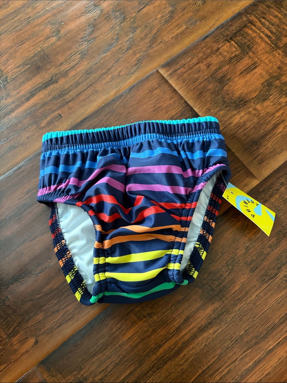 NWT Primary Stripe Reusable Swim Diaper - Navy & Multicolor